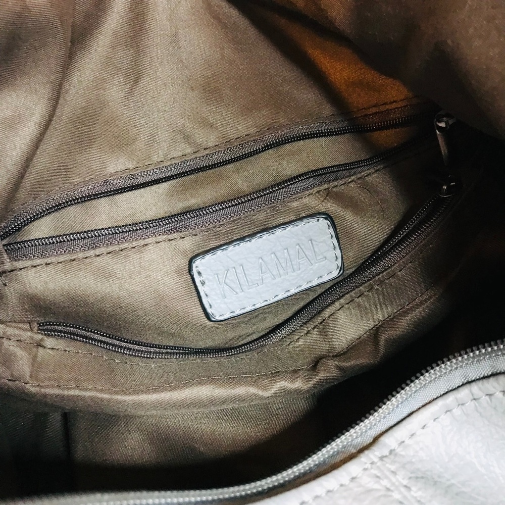 Gray Studded Kilamal Leather Shoulder Bag Purse - Picture 4 of 4